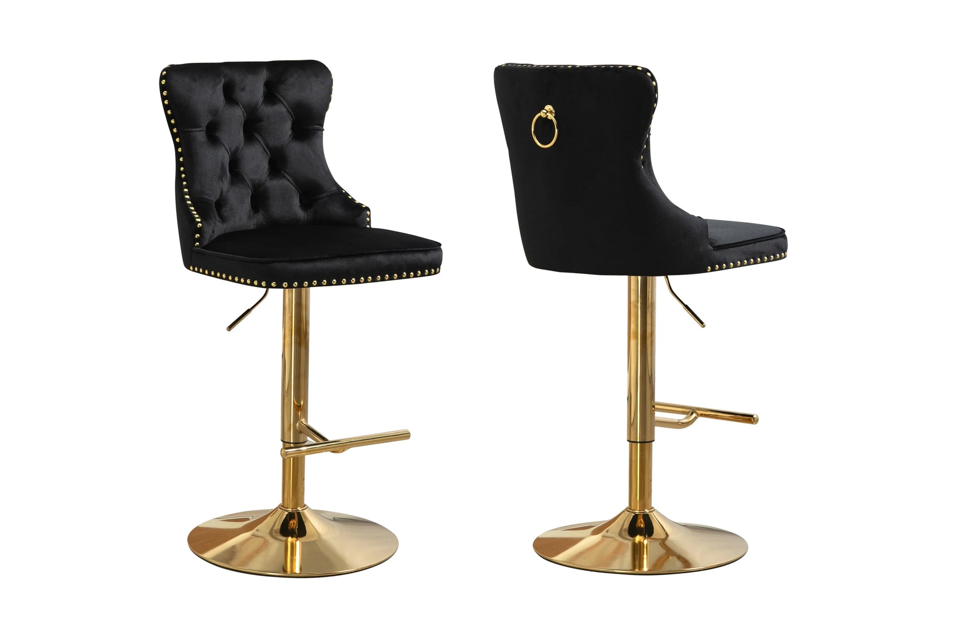 Sahara Black Barstool with Gold Stand -Set of 2 - Mekamart Australia