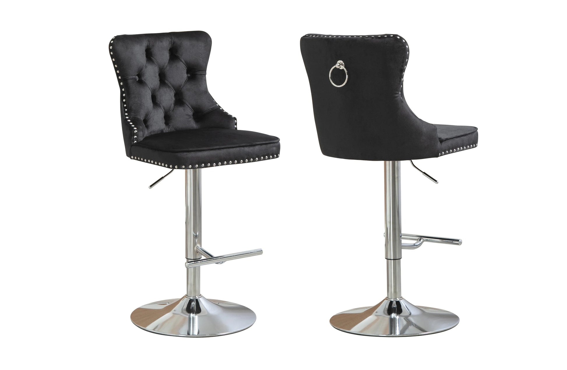 Sahara Black Barstool with Silver Stand -Set of 2 - Mekamart Australia