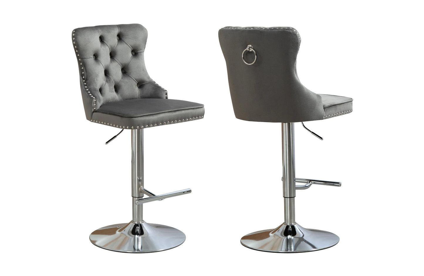 Sahara Dark Grey Barstool with Silver Stand -Set of 2 - Mekamart Australia