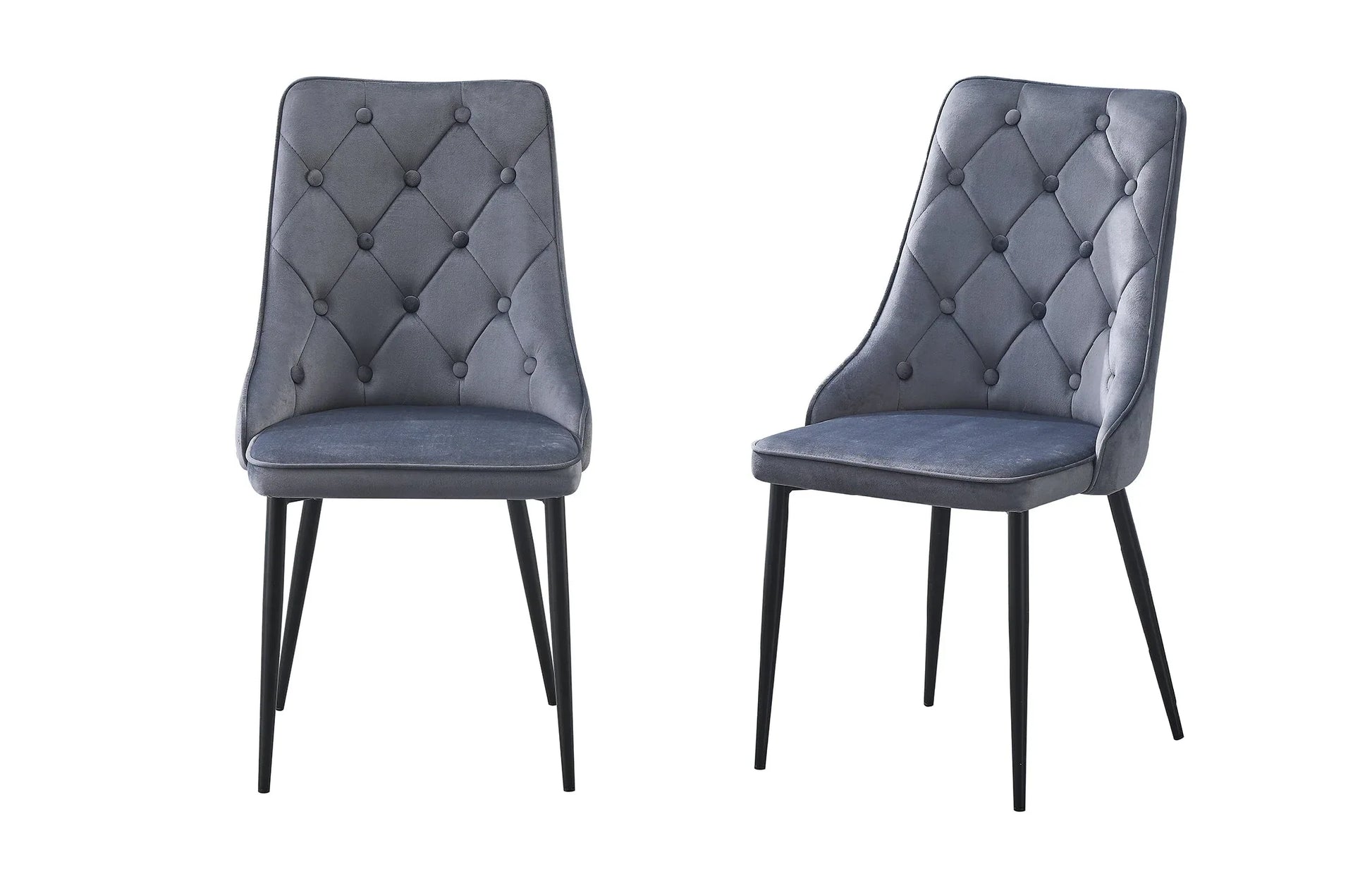 Button Tufted Grey Dining Chairs -Set of 4 - Mekamart Australia