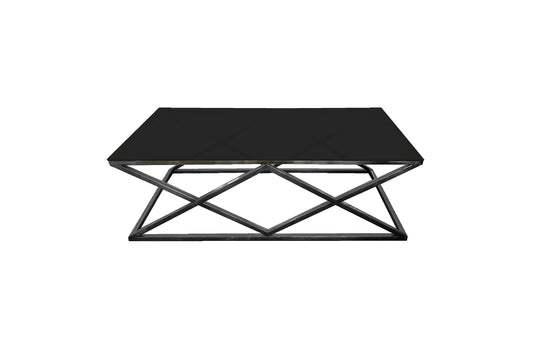 Alsea Coffee Table Black Base - Black Glass - Mekamart Australia