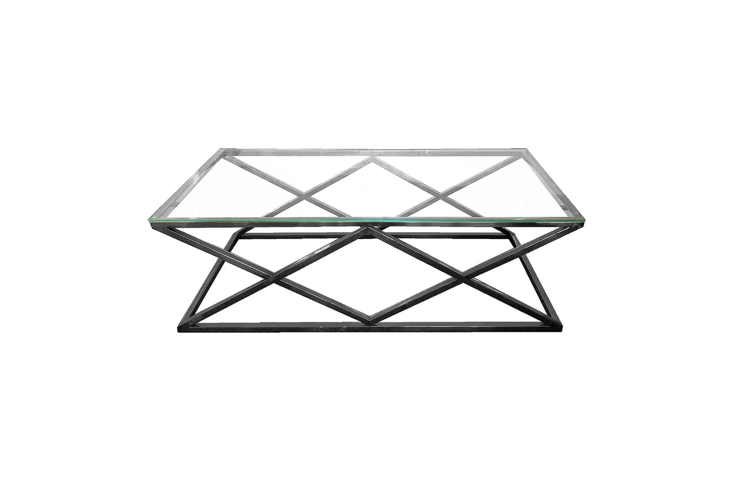 Alsea Coffee Table Black Base - Clear Glass - Mekamart Australia