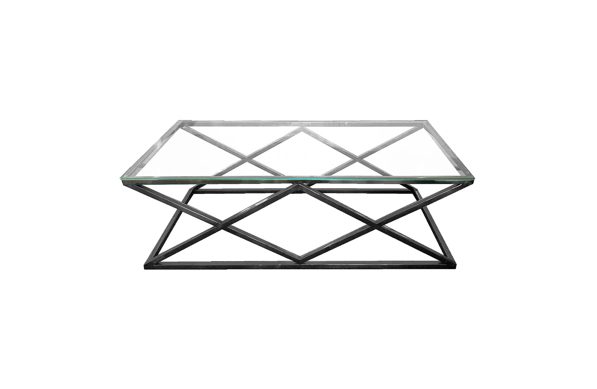 Alsea Coffee Table Black Base - Clear Glass - Mekamart Australia