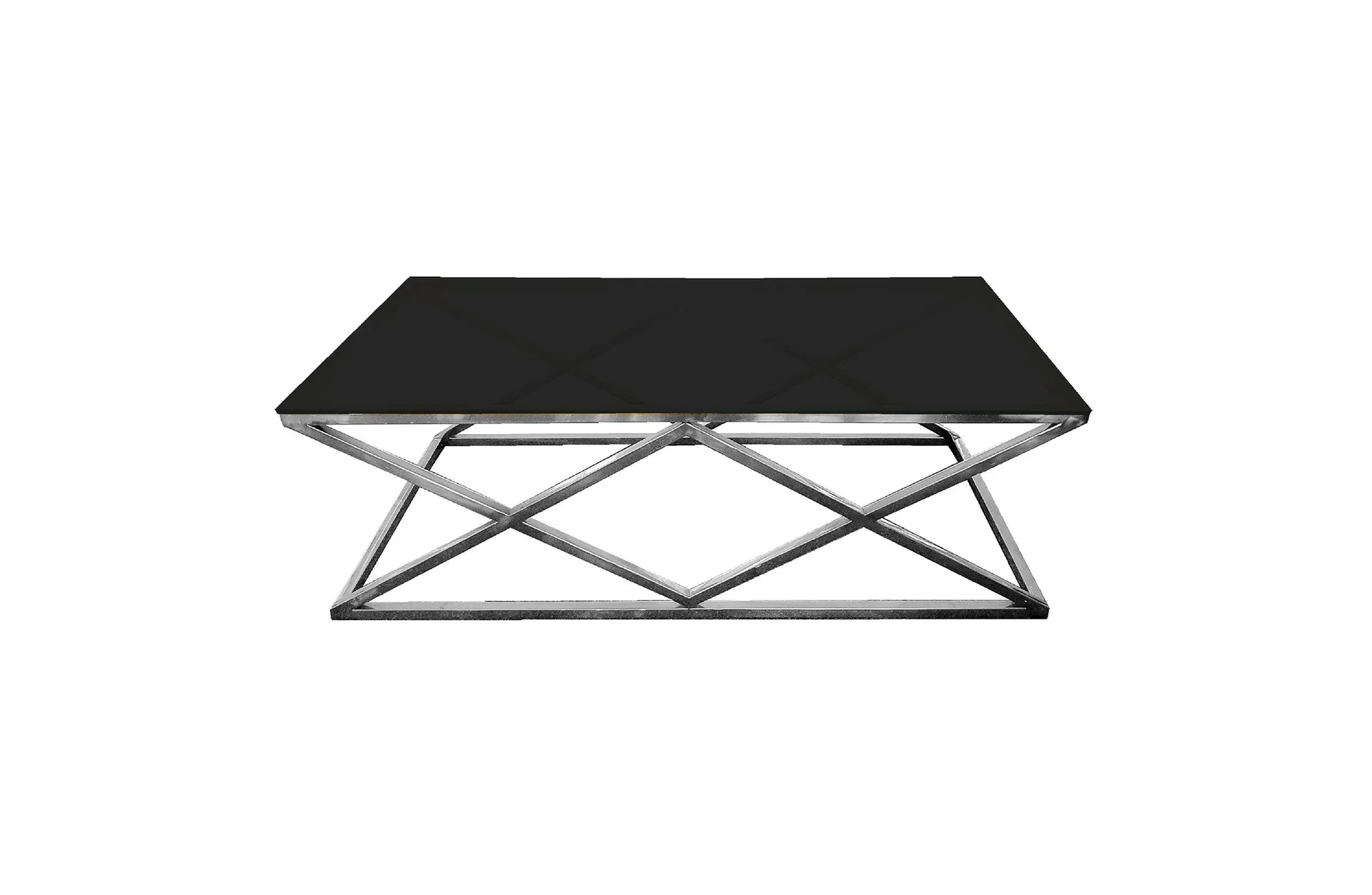 Alsea Coffee Table Silver Base - Black Glass - Mekamart Australia