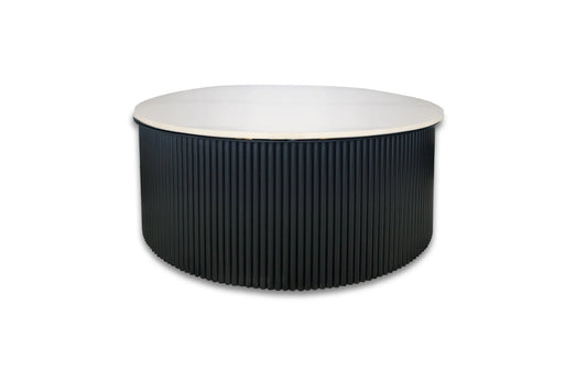 Ripple Black Coffee Table - White Marble - Mekamart Australia