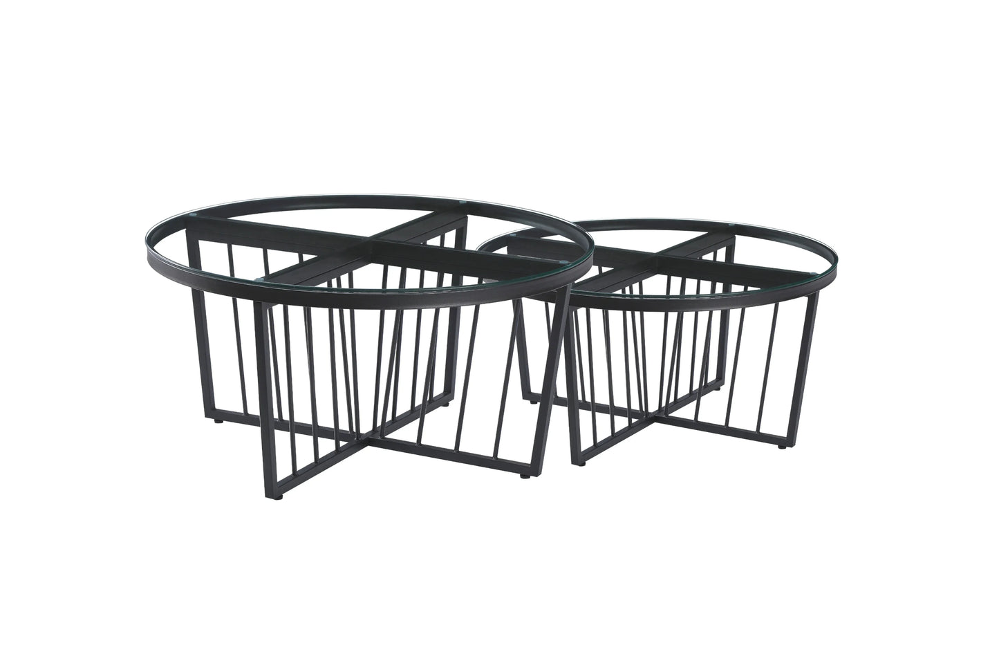 Salina Coffee Table 80cm Black Base -Clear Glass - Mekamart Australia