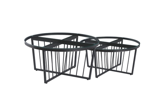 Salina Coffee Table 80cm Black Base -Clear Glass - Mekamart Australia