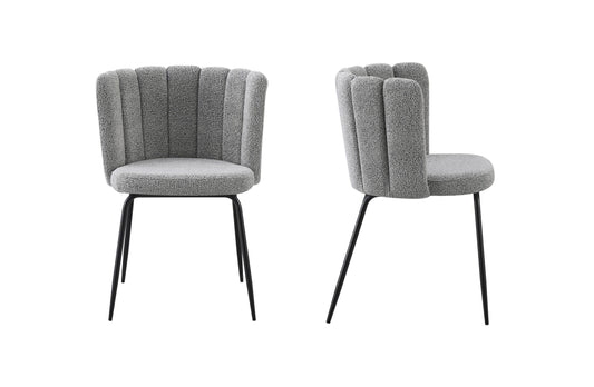 Amelia Boucle Grey Dining Chair - Set of 2 - Mekamart Australia