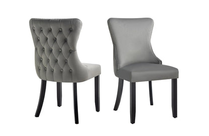 Paris Dark Grey Velvet and black Rubberwood Upholstered Dining Chairs Tufted Back -Set of 2 - Mekamart Australia