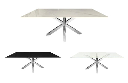 Miles Silver With White Marble Dining Table - 90cm x 180cm - Mekamart Australia