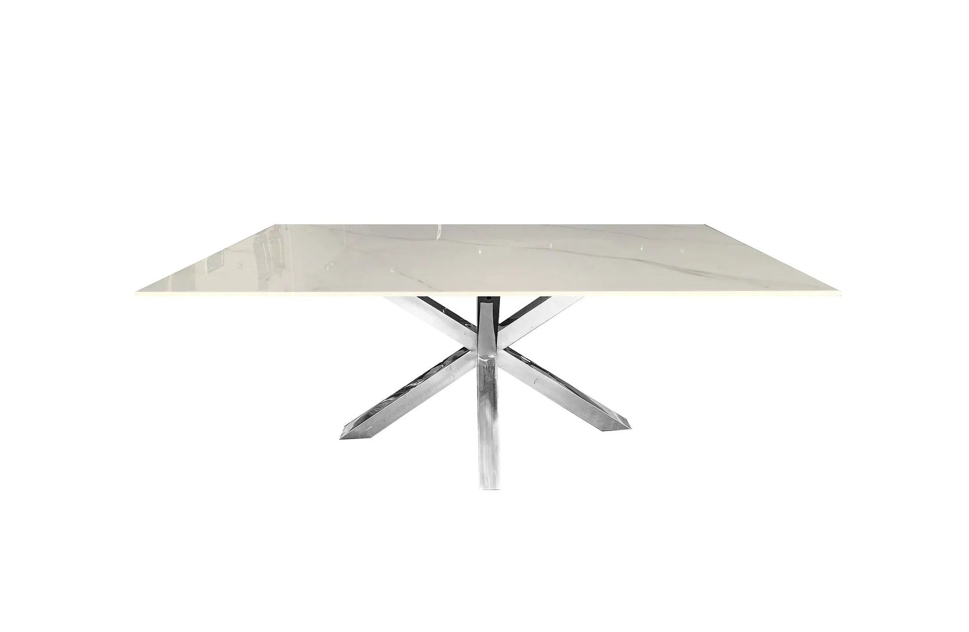 Miles Silver With White Marble Dining Table - 90cm x 180cm - Mekamart Australia