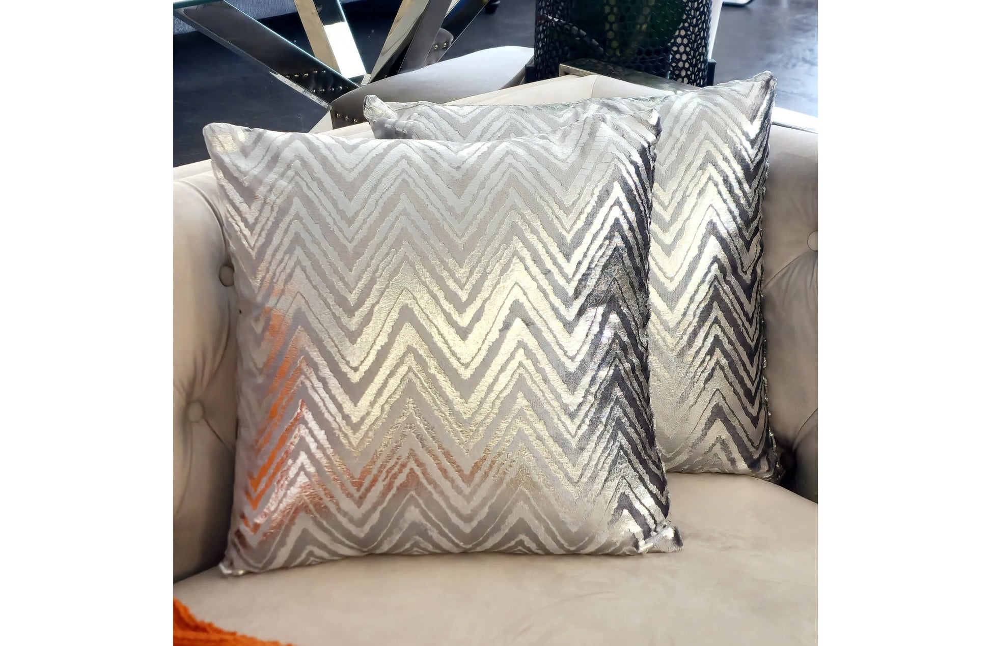 Silver Zig Zag Designer Cushion - Mekamart Australia