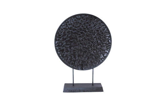 Round Pressed Gold Table Decor - Black