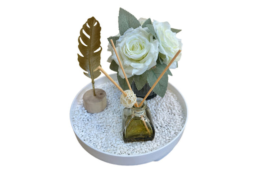 Bloom Flower Tray & Fragrance Diffuser Set - Black