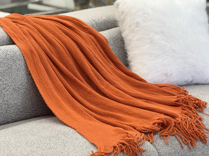 Levi Throw Rug Blanket - Orange - Mekamart Australia