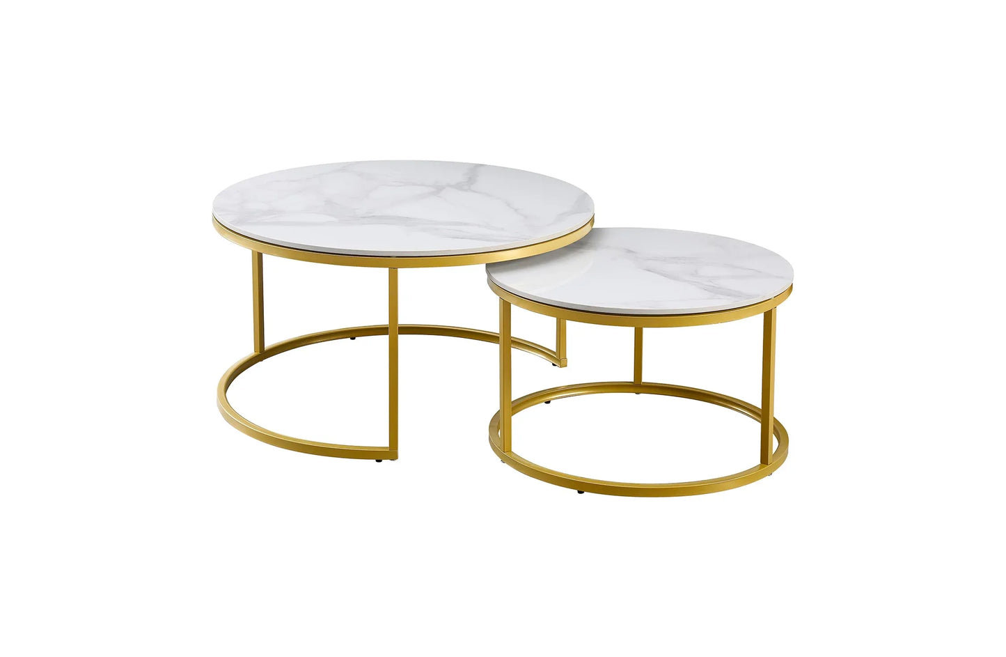 Nesting Style Coffee Table - White on Champagne Gold - 80cm/60cm - Mekamart Australia