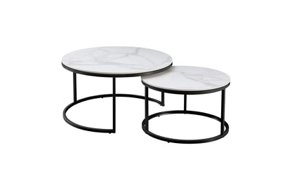 Nesting Style Coffee Table - White on Black - 80cm/60cm - Mekamart Australia