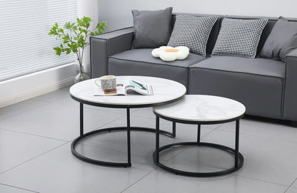 Nesting Style Coffee Table - White on Black - 80cm/60cm - Mekamart Australia