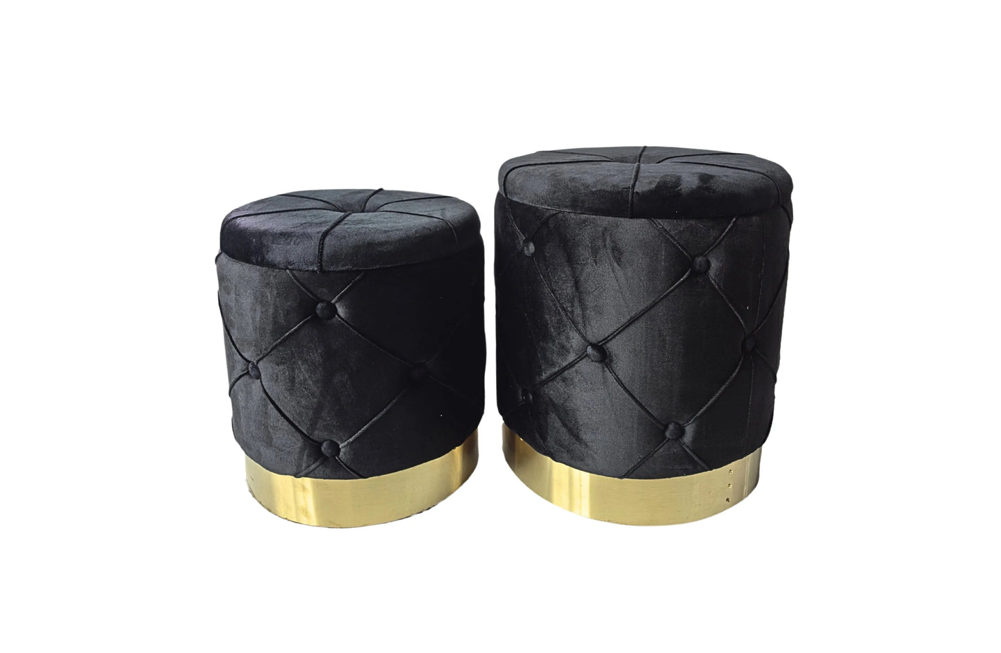 Amy Storage Foot Stools Set of 2 - Black / Gold - Mekamart Australia