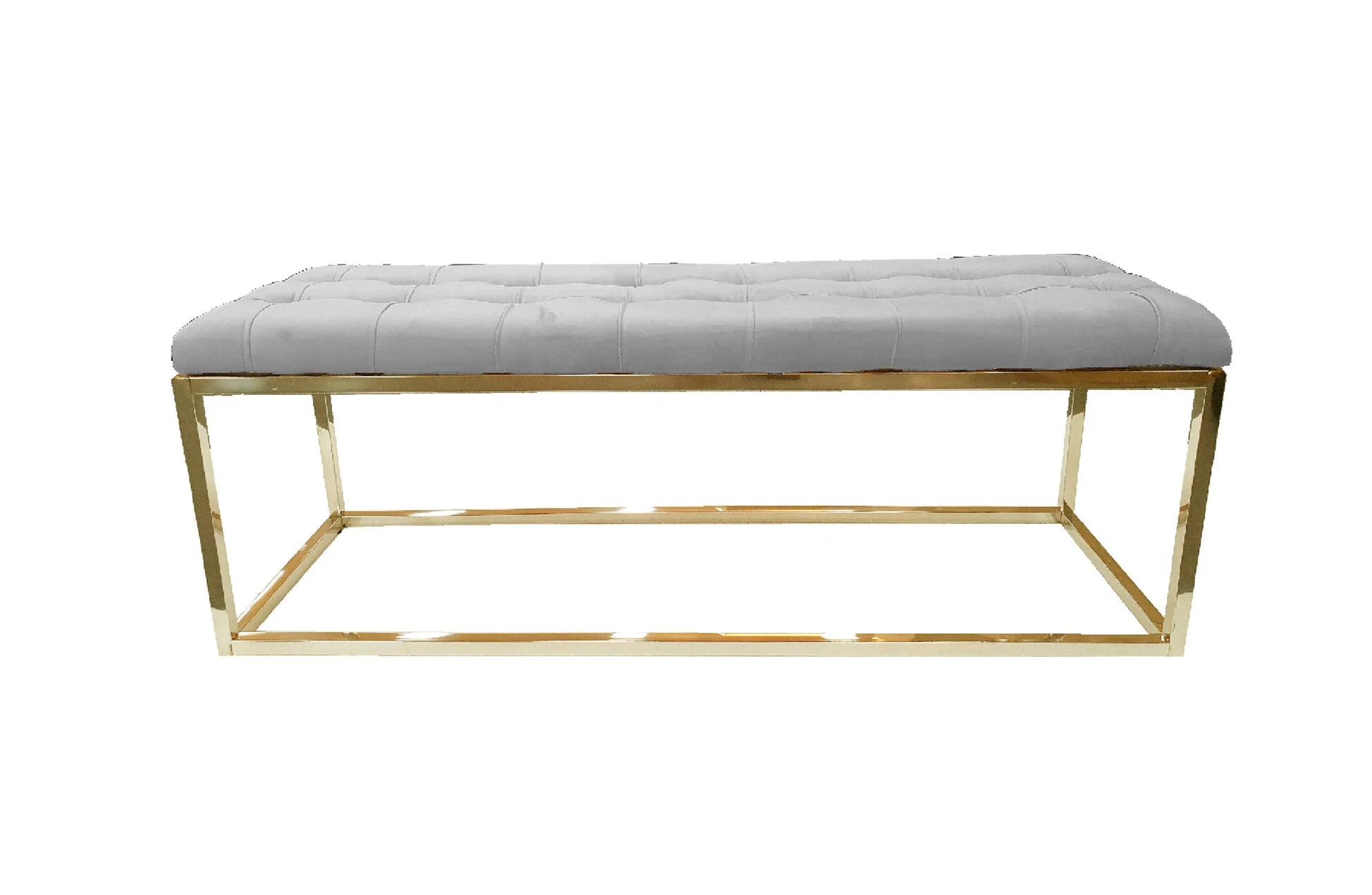 Holly Ottoman Gold Base - Light Grey Seat - Mekamart Australia