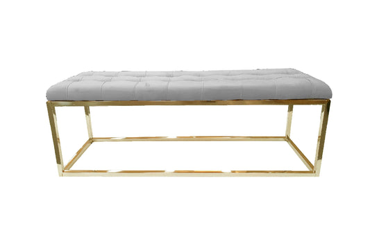 Holly Ottoman Gold Base - Light Grey Seat - Mekamart Australia