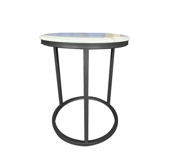 Kelly Side Table - White on Black - 45cm - Mekamart Australia
