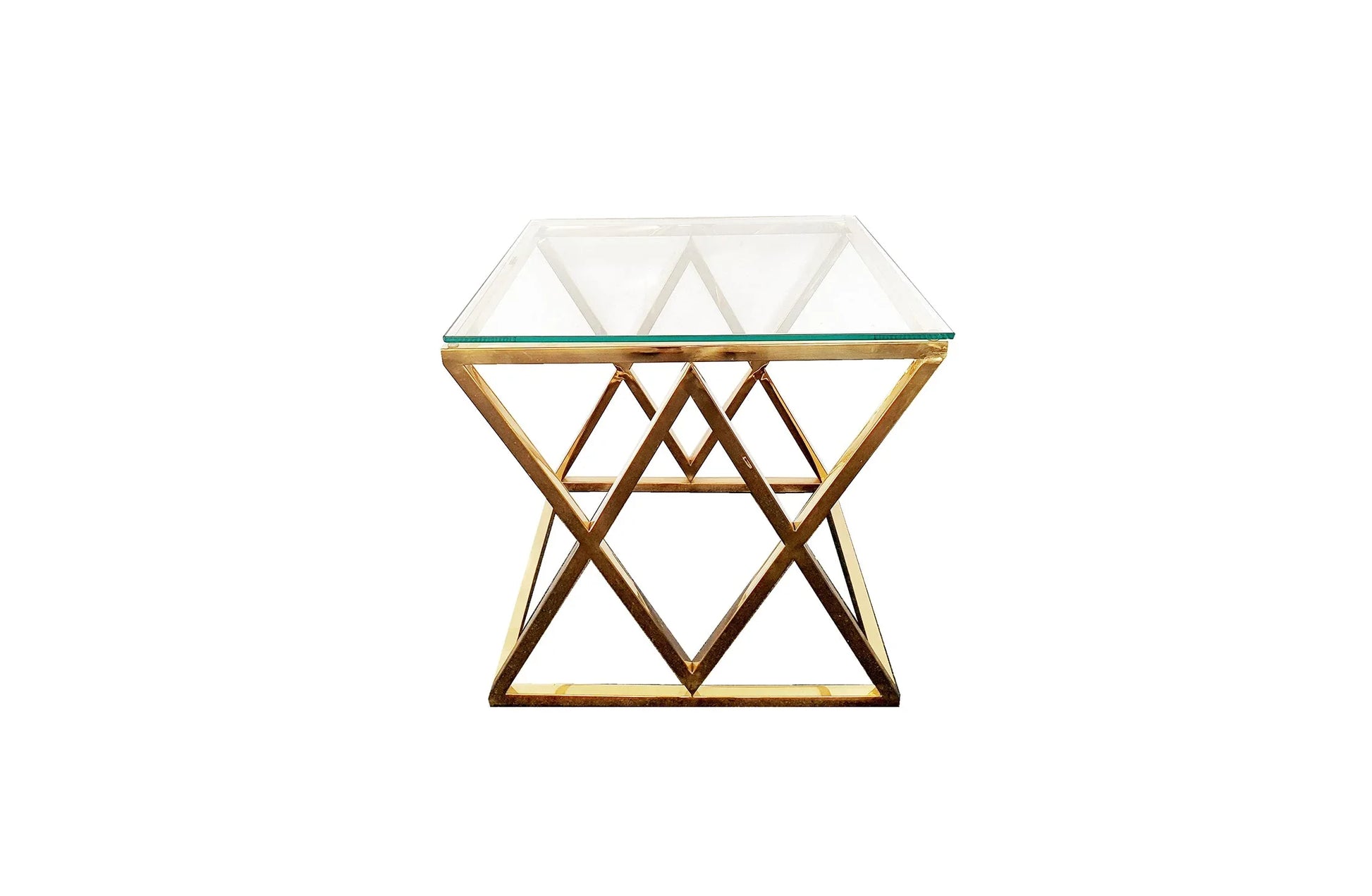 Alsea Side Table Gold Base - Clear Glass - Mekamart Australia