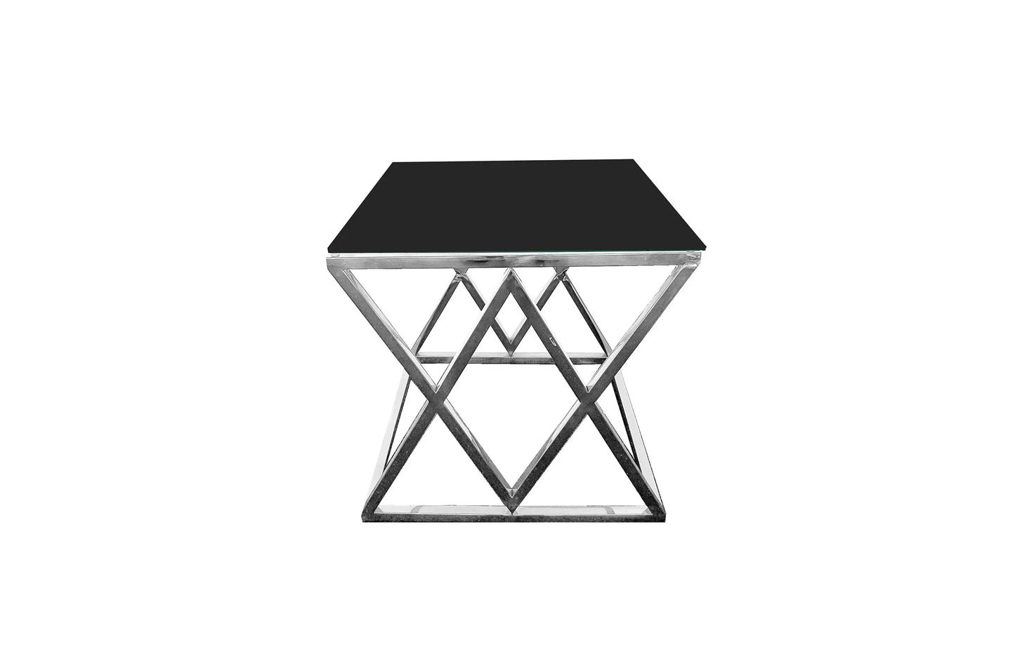 Alsea Side Table Silver Base - Black Glass - Mekamart Australia