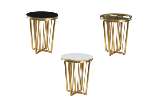Salina Side Table 45cm Gold Base - Clear Glass