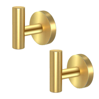 2 Pcs Wall Mount Bathroom Towel Hooks Holder Cloth Hanger Hook Kitchen Door Hanger Gold - Mekamart Australia