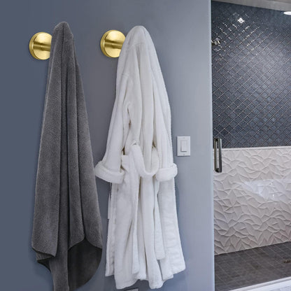 2 Pcs Wall Mount Bathroom Towel Hooks Holder Cloth Hanger Hook Kitchen Door Hanger Gold - Mekamart Australia