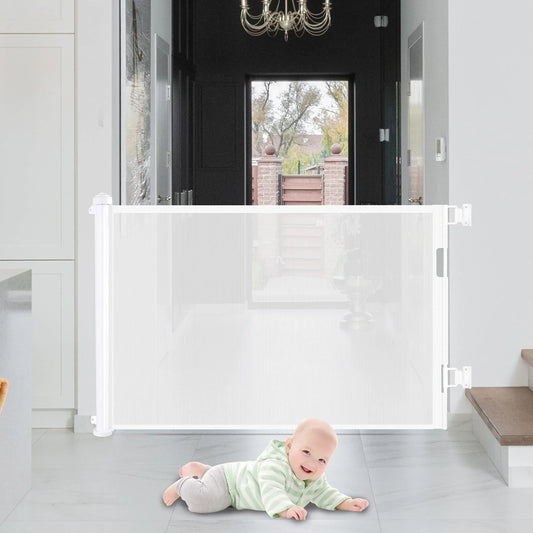Retractable 3M Doorways Hallways Stairs Baby Gate Dog Pet Gate Indoor Outdoor Safety Gates White - Mekamart Australia