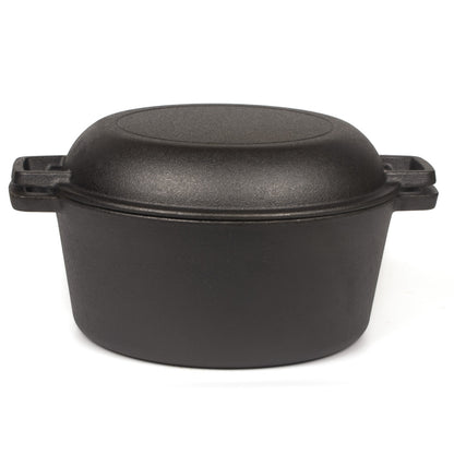 26cm 2-in-1 Cast Iron Dutch Oven & Skillet Set  Pre-Seasoned Dual-Use Pot with Lid Fry Pan, Durable & Versatile Cookware