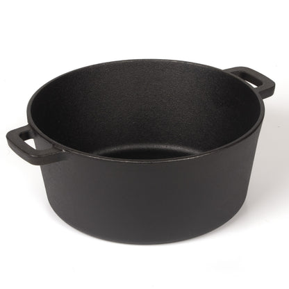 26cm 2-in-1 Cast Iron Dutch Oven & Skillet Set  Pre-Seasoned Dual-Use Pot with Lid Fry Pan, Durable & Versatile Cookware