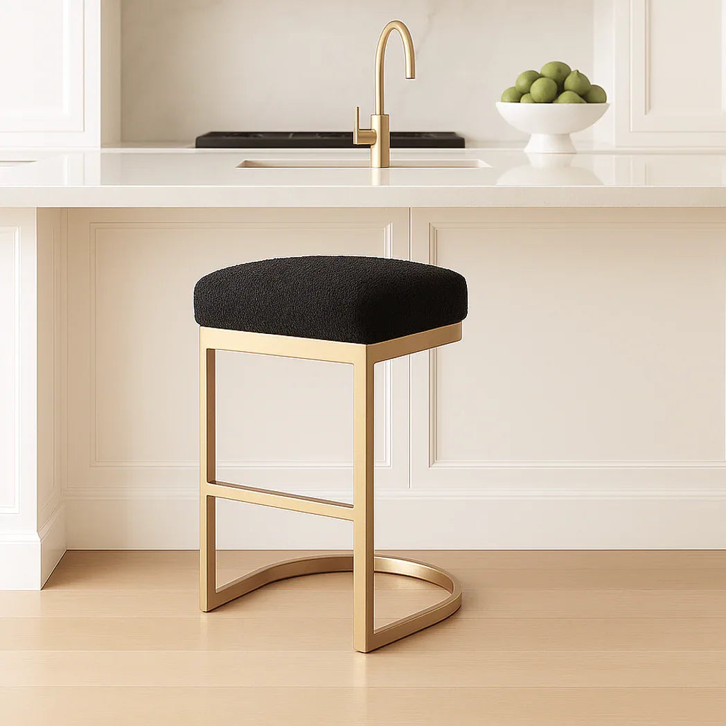 Interior Ave - Royale Black Boucle Kitchen Bar Stool - Mekamart Australia