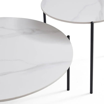 Interior Ave - Bianco Nested Coffee Table Set - White Marble Stone - Mekamart Australia