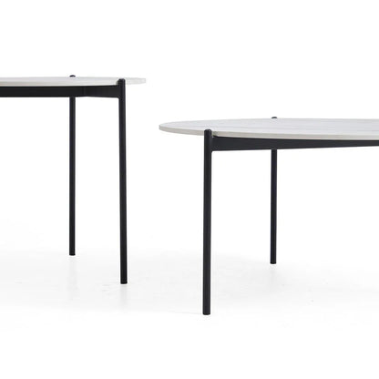 Interior Ave - Bianco Nested Coffee Table Set - White Marble Stone - Mekamart Australia