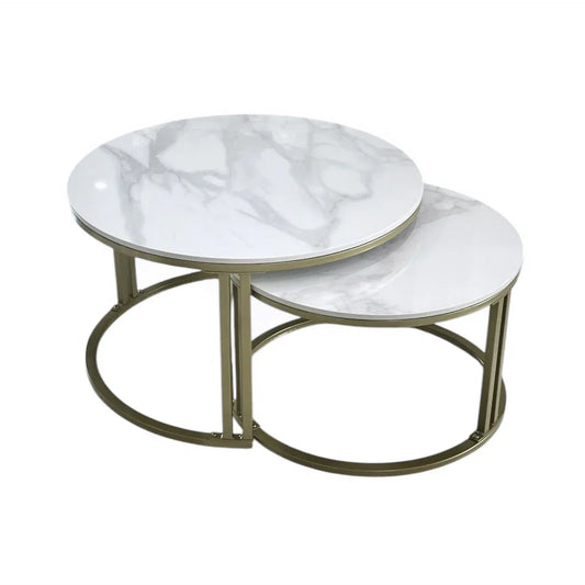 Interior Ave - Premier Nested Coffee Table Set - White Marble Stone - Mekamart Australia