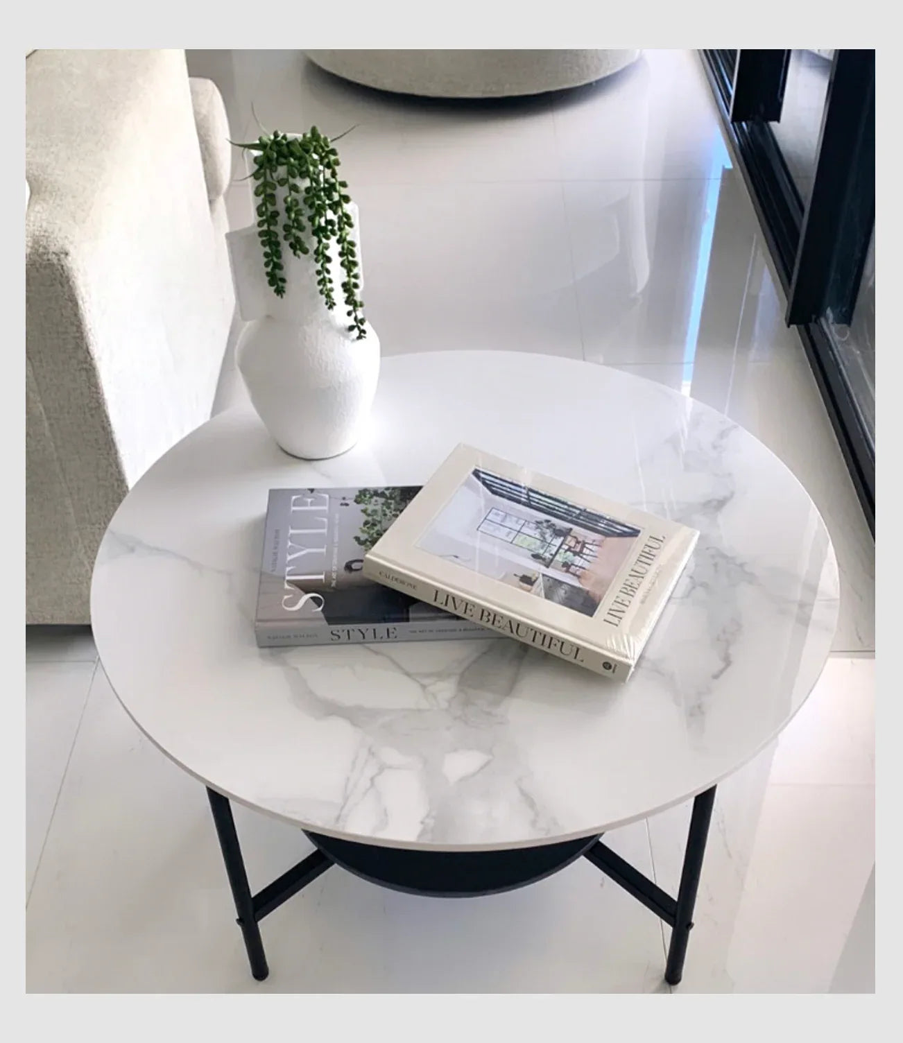 Interior Ave - Duke Round Two Tier Stone Coffee Table - Mekamart Australia