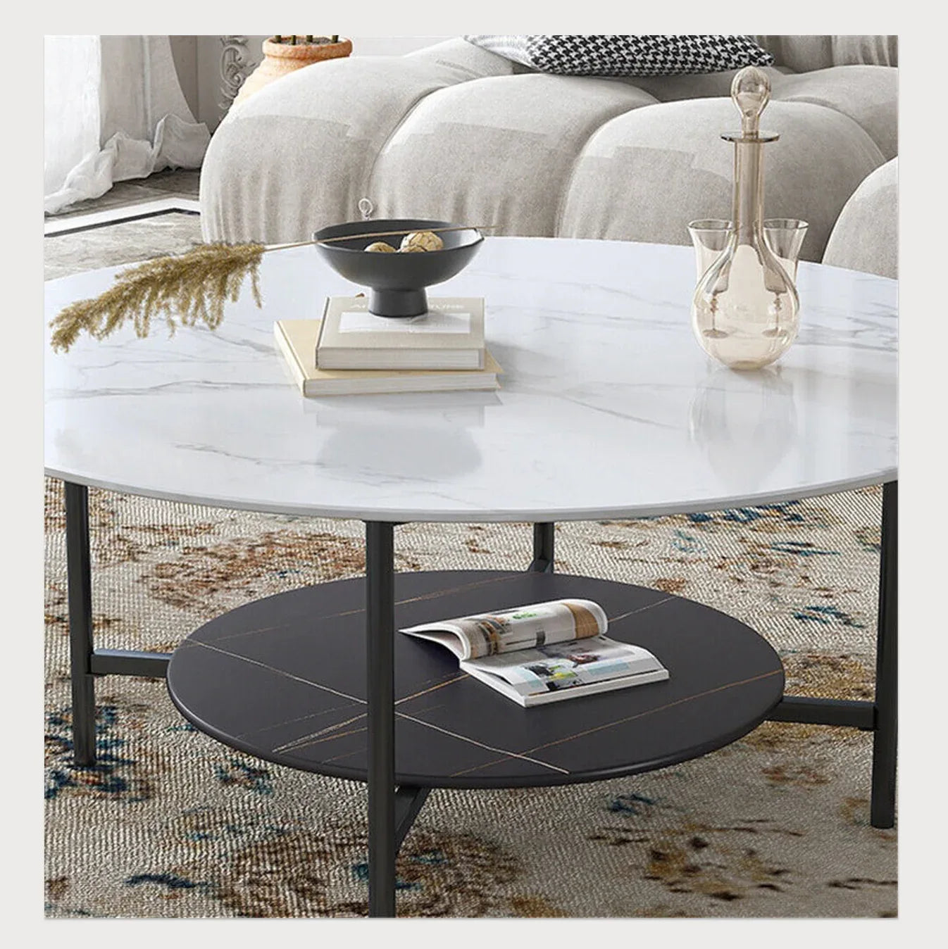 Interior Ave - Duke Round Two Tier Stone Coffee Table - Mekamart Australia