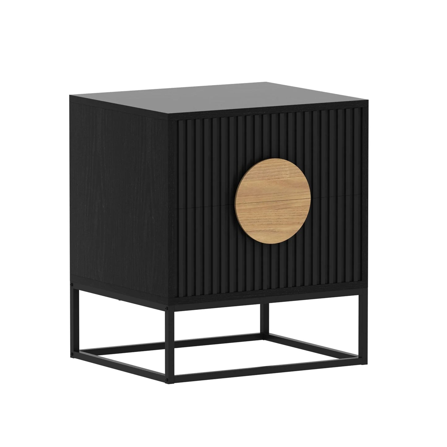 Belmonte Fluted Bedside Table in Black - Mekamart Australia