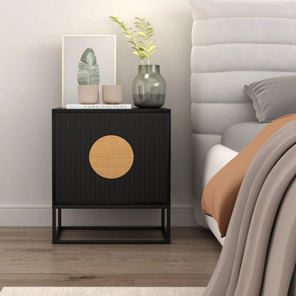 Belmonte Fluted Bedside Table in Black - Mekamart Australia