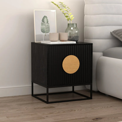 Belmonte Fluted Bedside Table in Black - Mekamart Australia