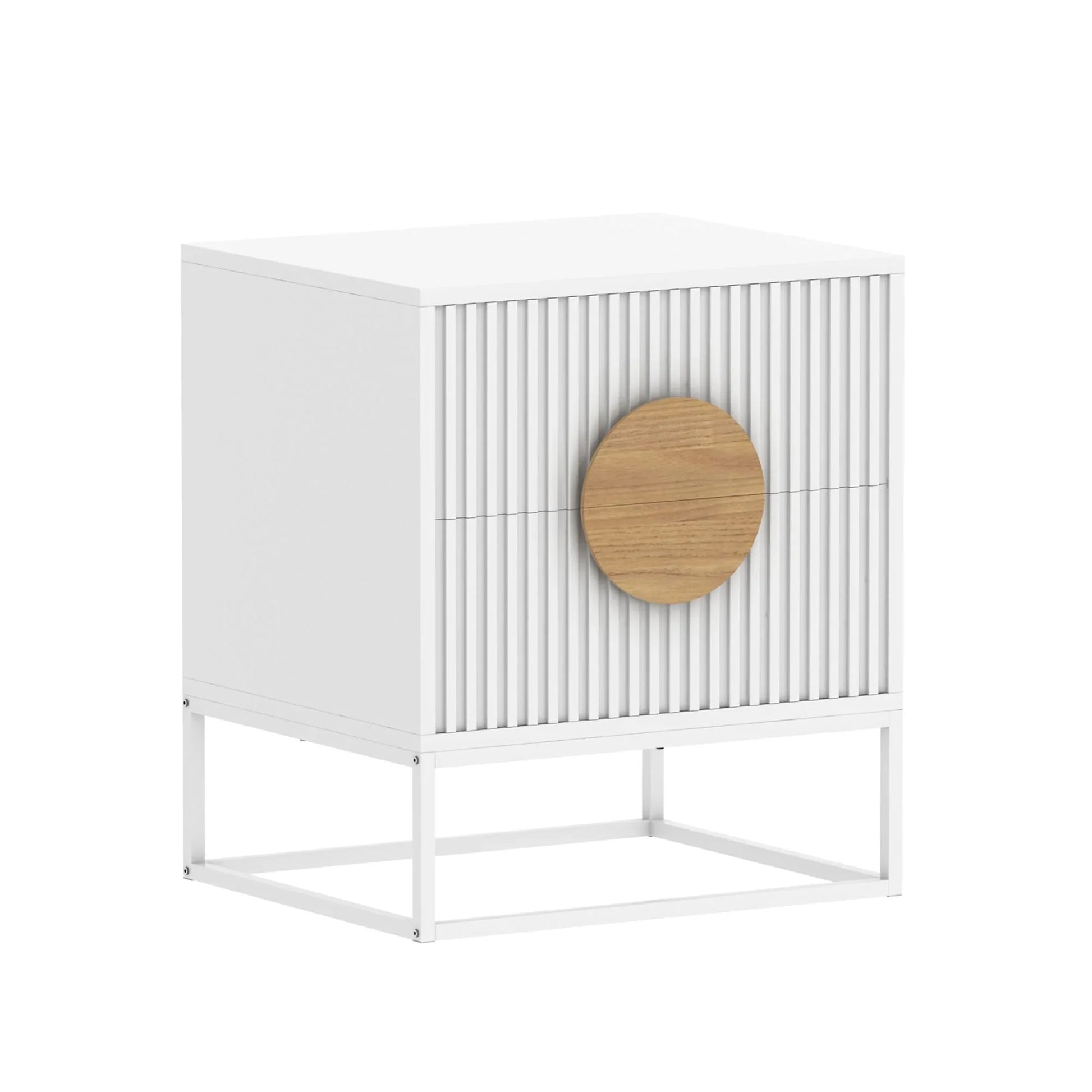 Belmonte Fluted Bedside Table in White - Mekamart Australia