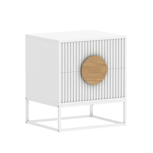 Belmonte Fluted Bedside Table in White - Mekamart Australia