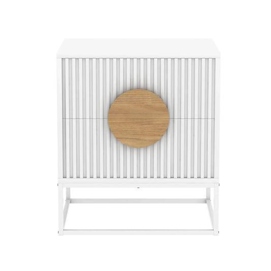 Belmonte Fluted Bedside Table in White - Mekamart Australia