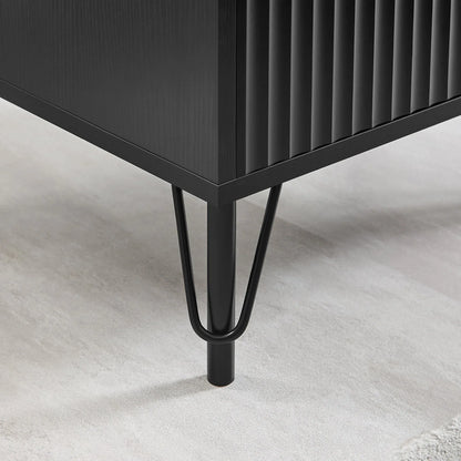 Lisa Wavy Fluted Bedside Table in Black - Mekamart Australia
