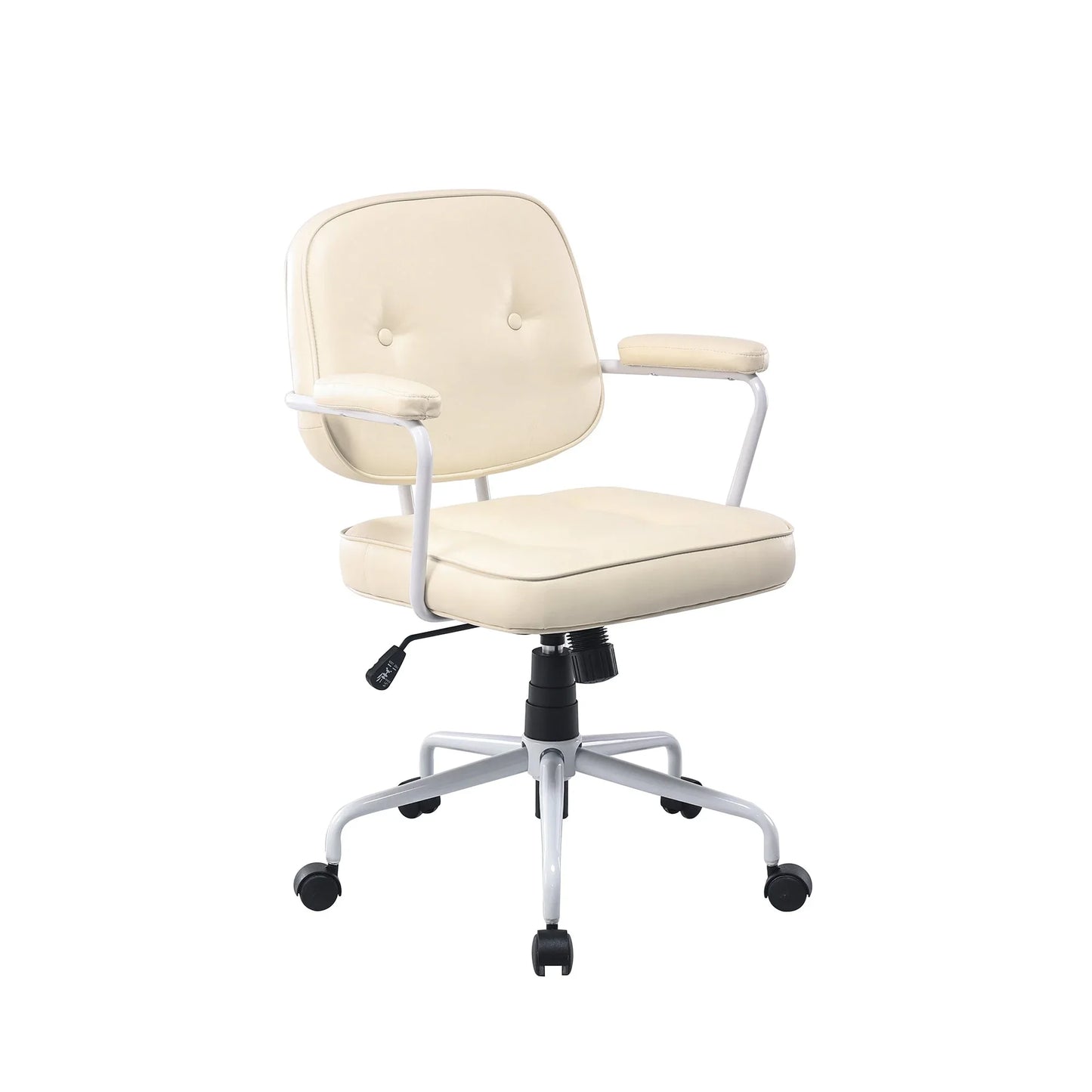 Louise White Frame Faux Leather Home Office Chair in Beige - Mekamart Australia