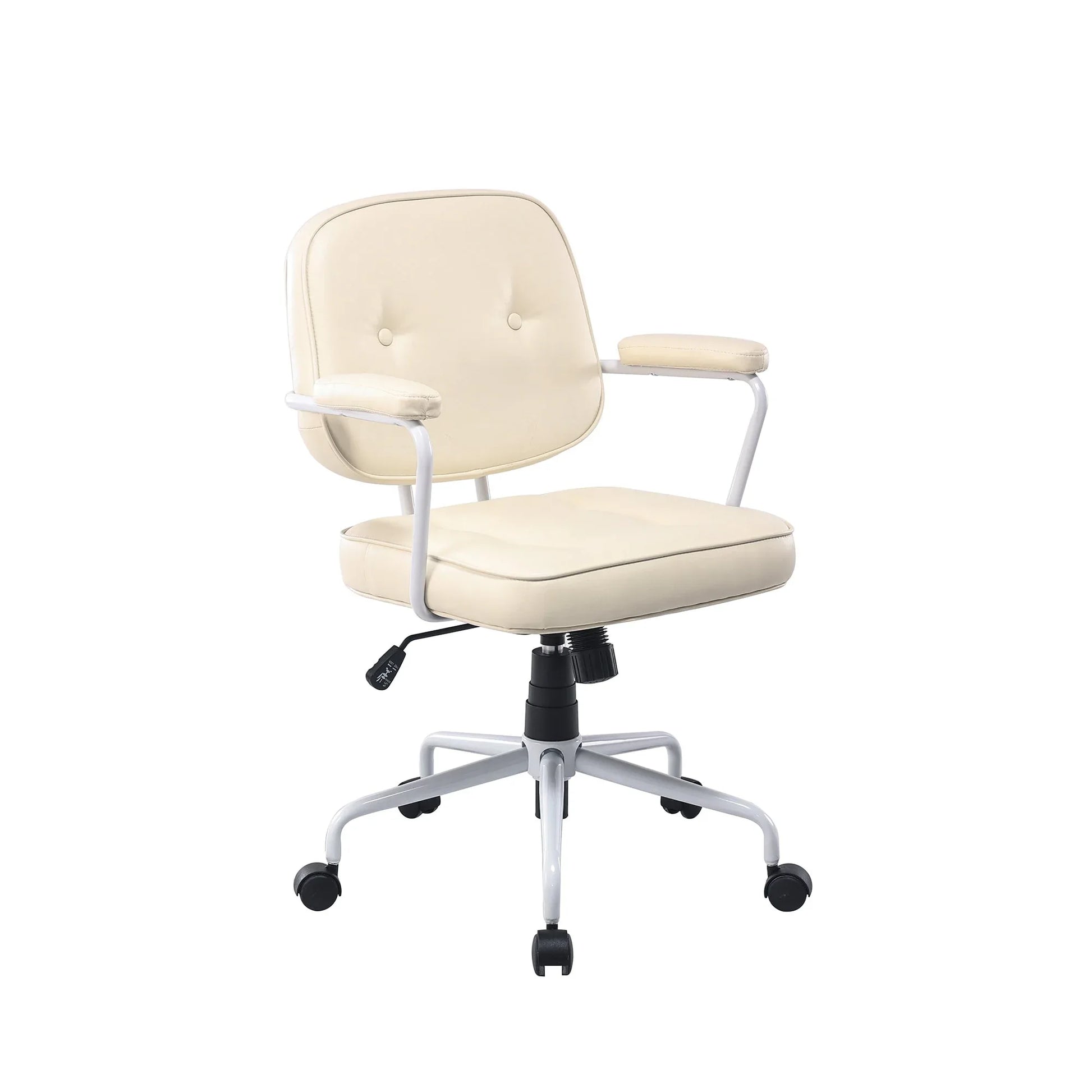 Louise White Frame Faux Leather Home Office Chair in Beige - Mekamart Australia