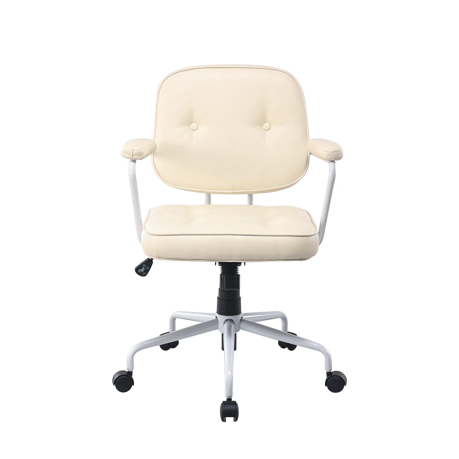 Louise White Frame Faux Leather Home Office Chair in Beige - Mekamart Australia
